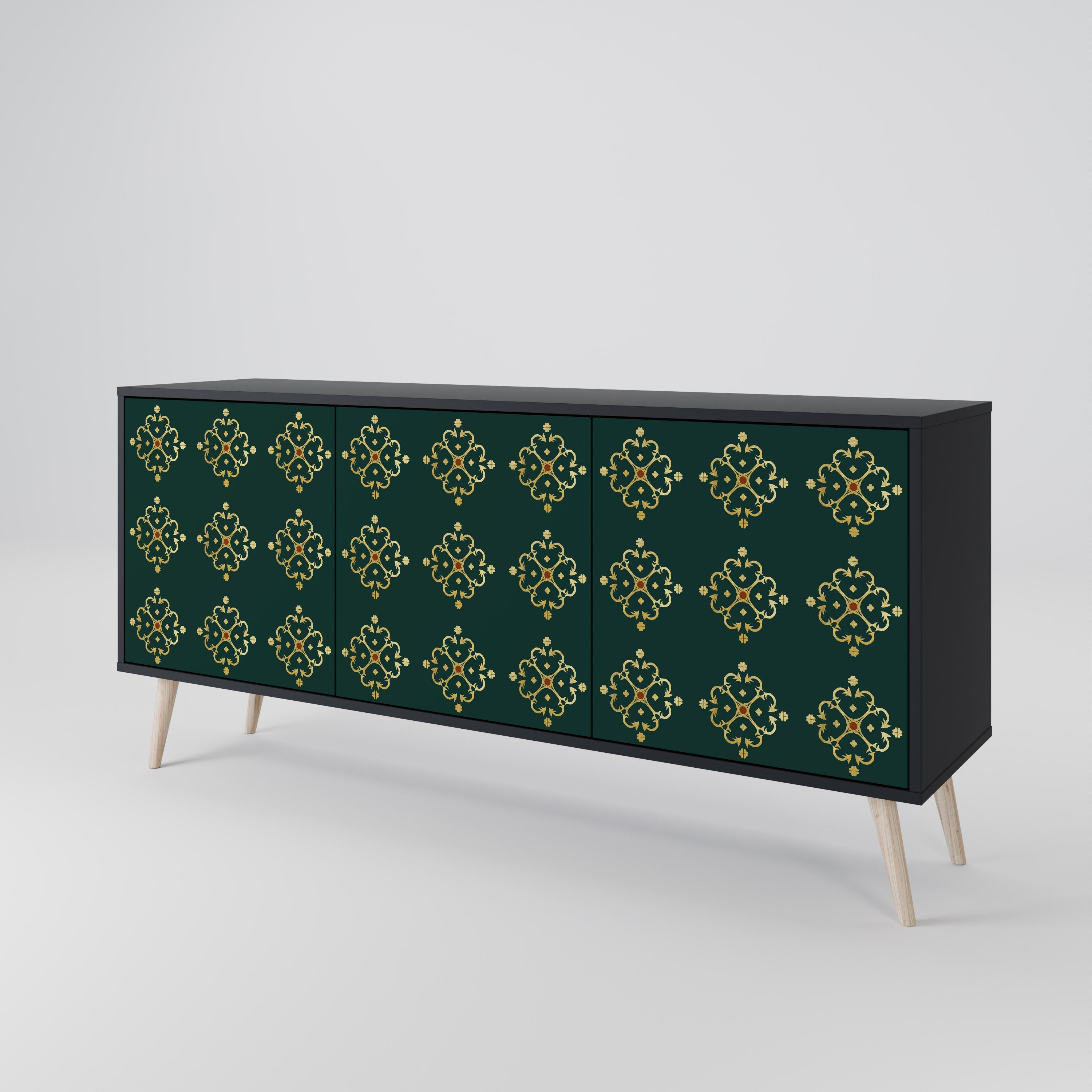 ROYAL MEDALLION 3-dörrars skänk i svart finish