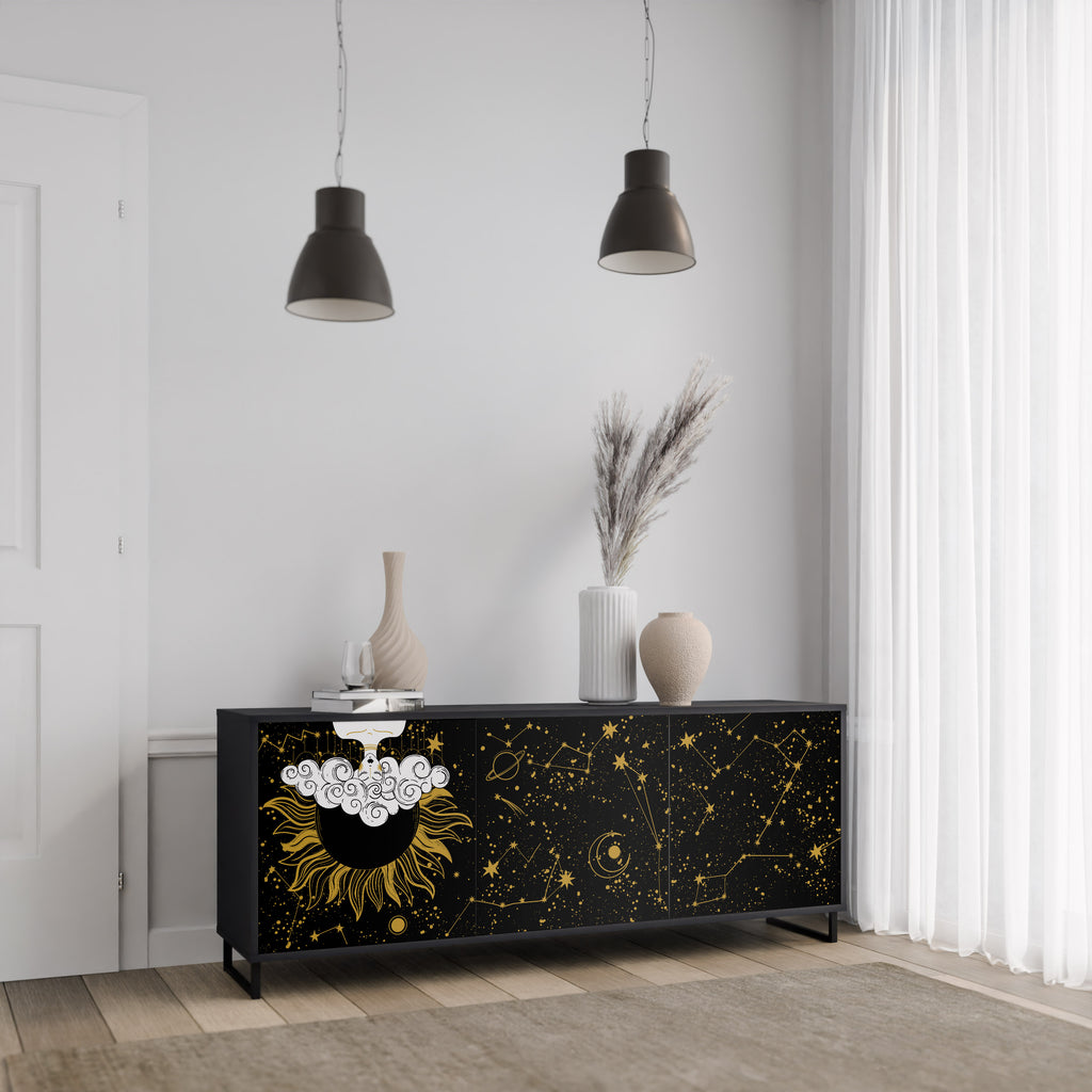 STELLAR CONSTELLATIONS 3-dörrars skänk i svart finish