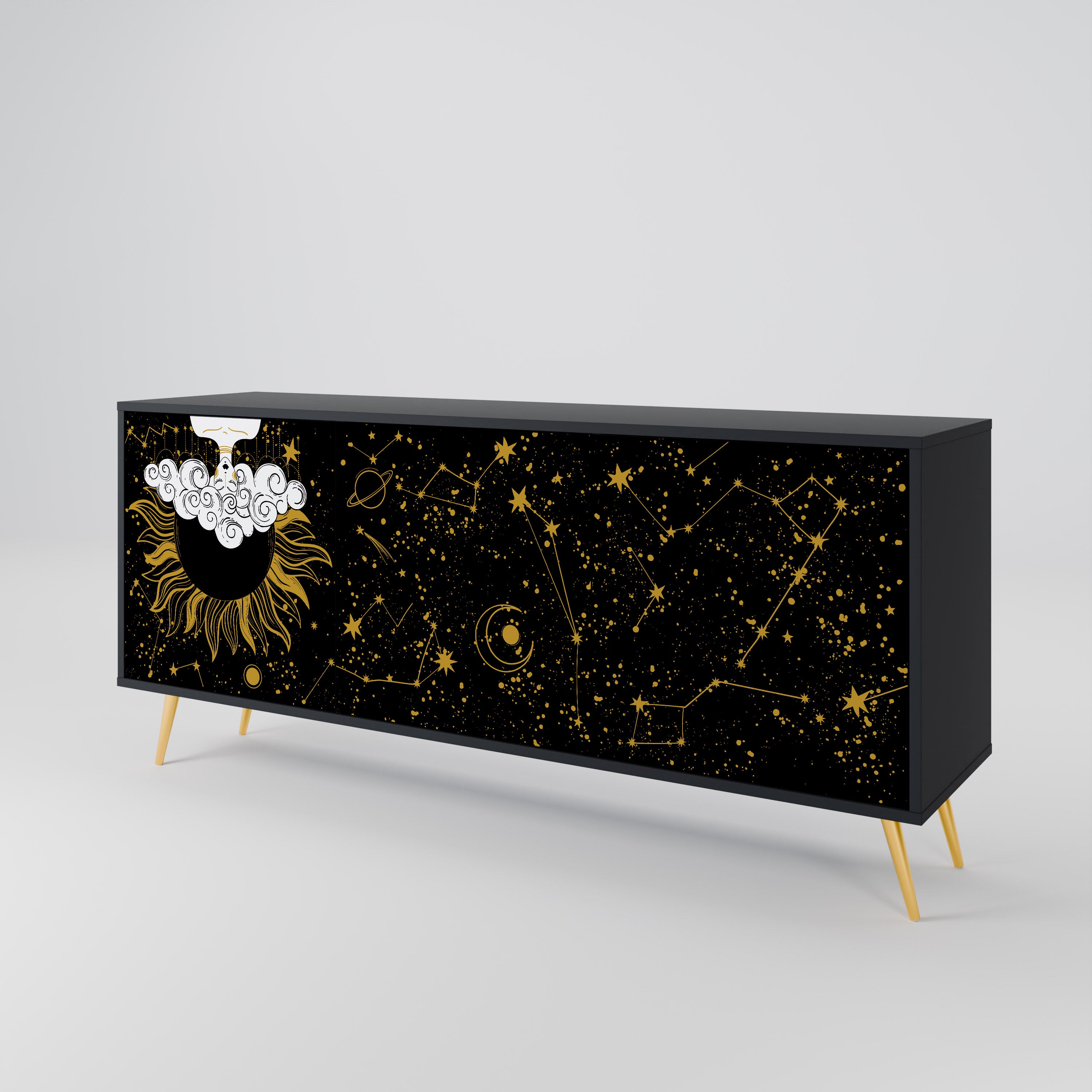 STELLAR CONSTELLATIONS 3-dörrars skänk i svart finish