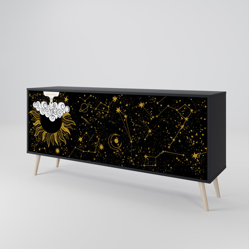 STELLAR CONSTELLATIONS 3-dörrars skänk i svart finish
