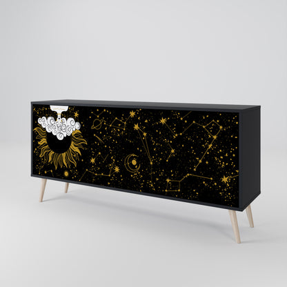 STELLAR CONSTELLATIONS 3-dörrars skänk i svart finish