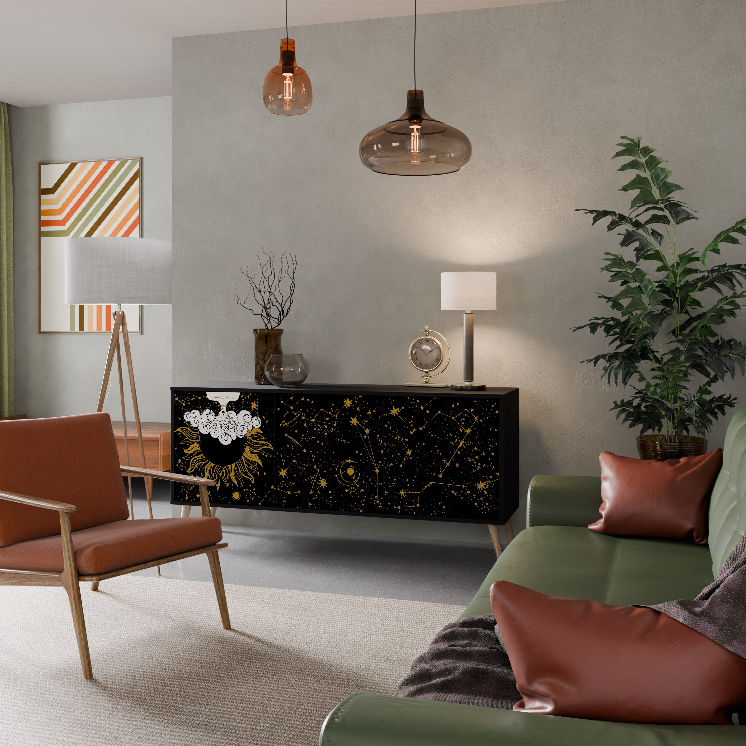 STELLAR CONSTELLATIONS 3-dörrars skänk i svart finish