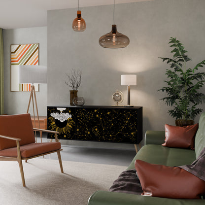 STELLAR CONSTELLATIONS 3-dörrars skänk i svart finish