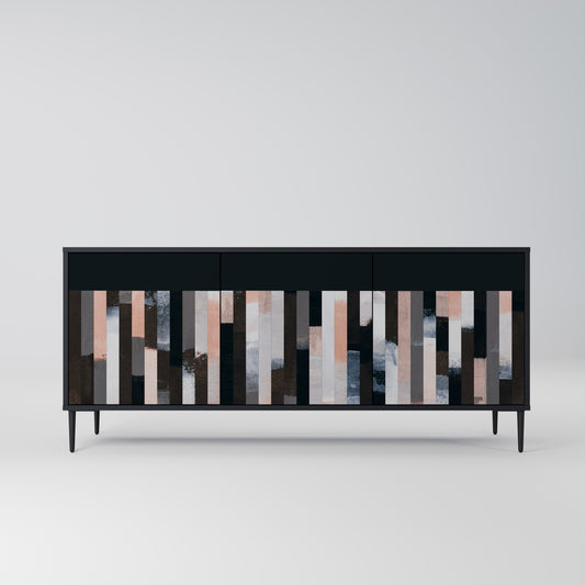 COLLAGE OF RECTANGLES 3-dörrars skänk i svart finish