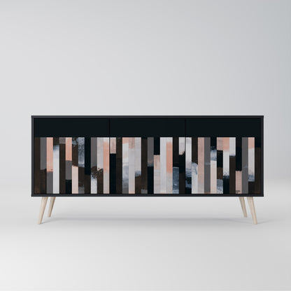COLLAGE OF RECTANGLES 3-Door Sideboard in Black Finish