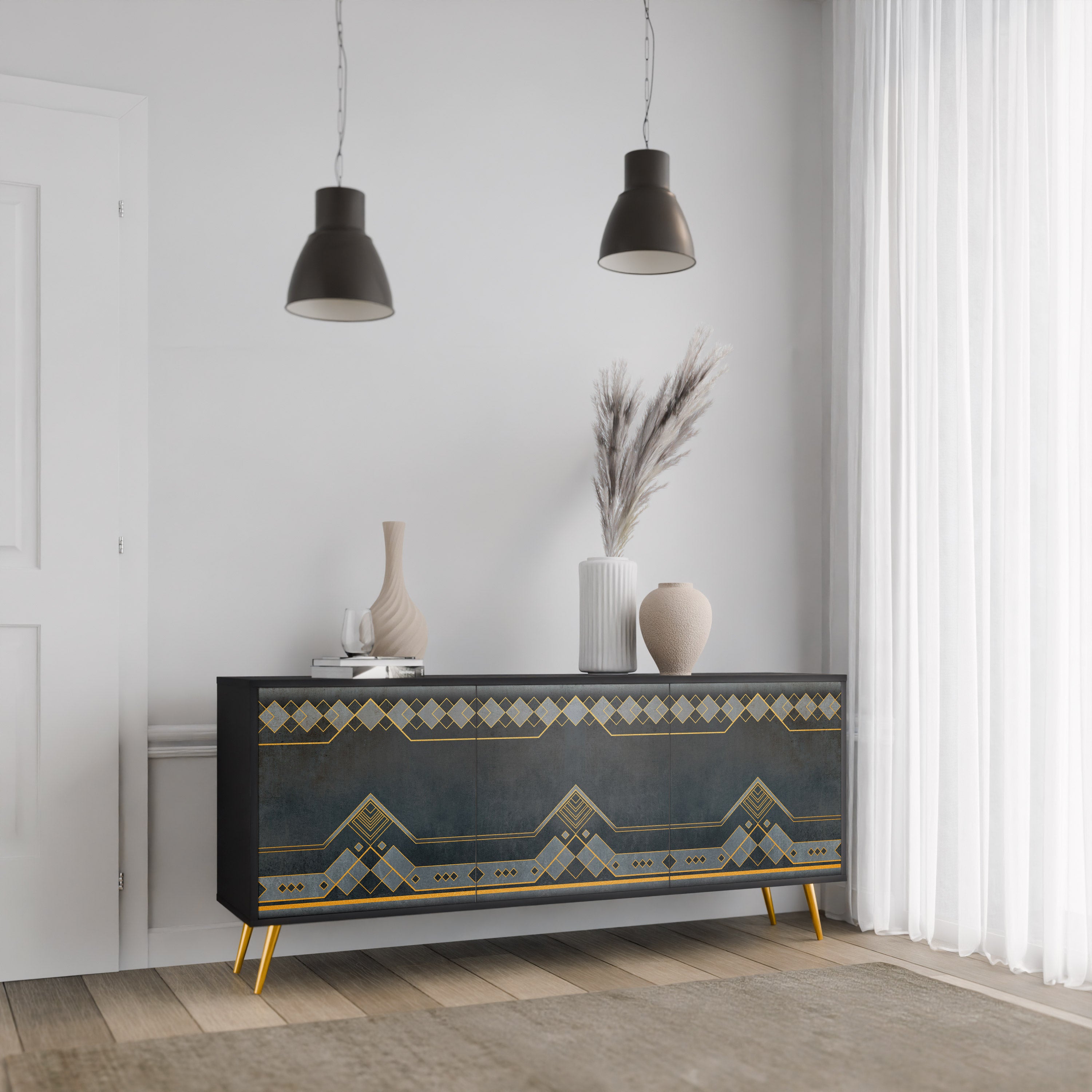 ROYAL ORDINARINESS 3-dörrars skänk i svart finish
