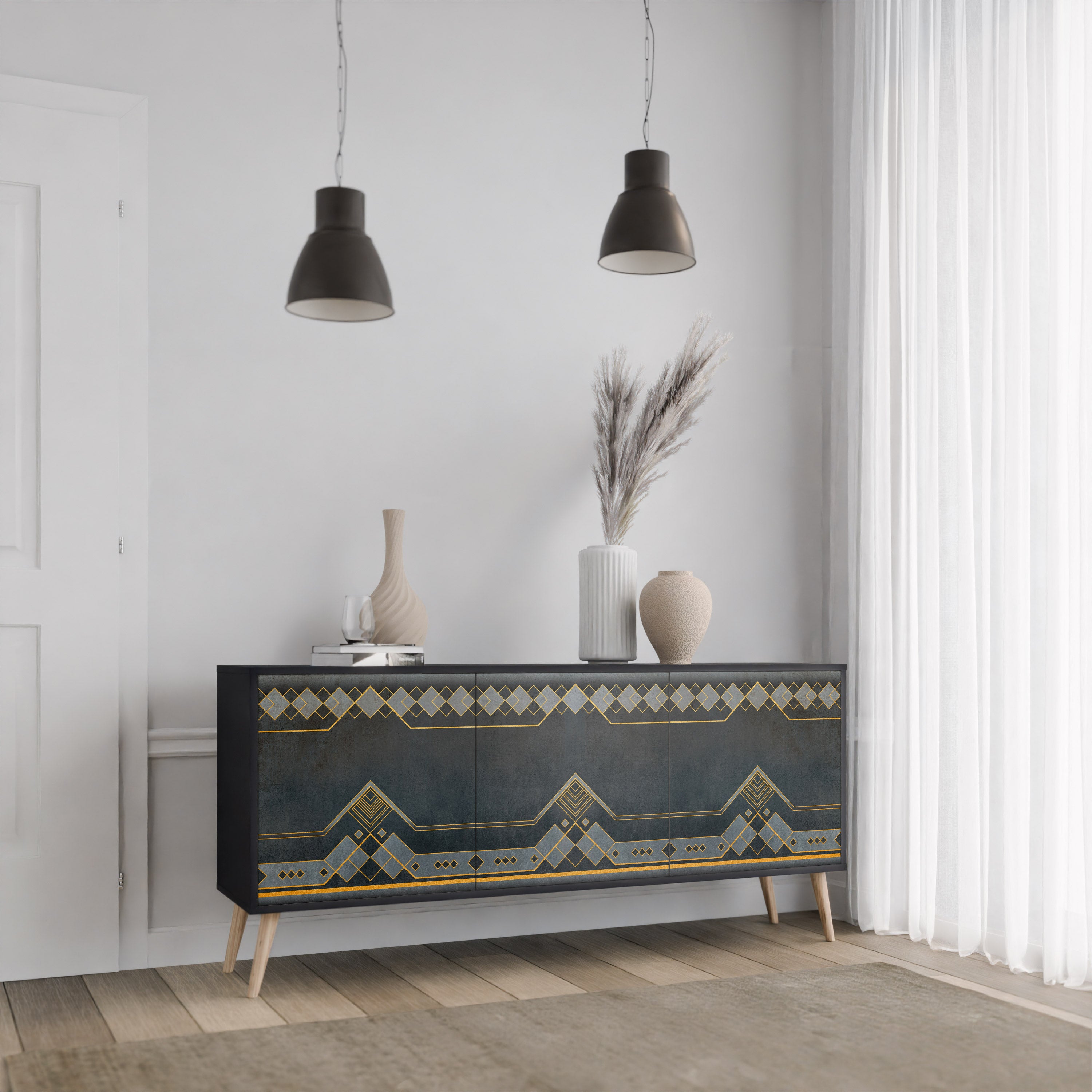 ROYAL ORDINARINESS 3-dörrars skänk i svart finish