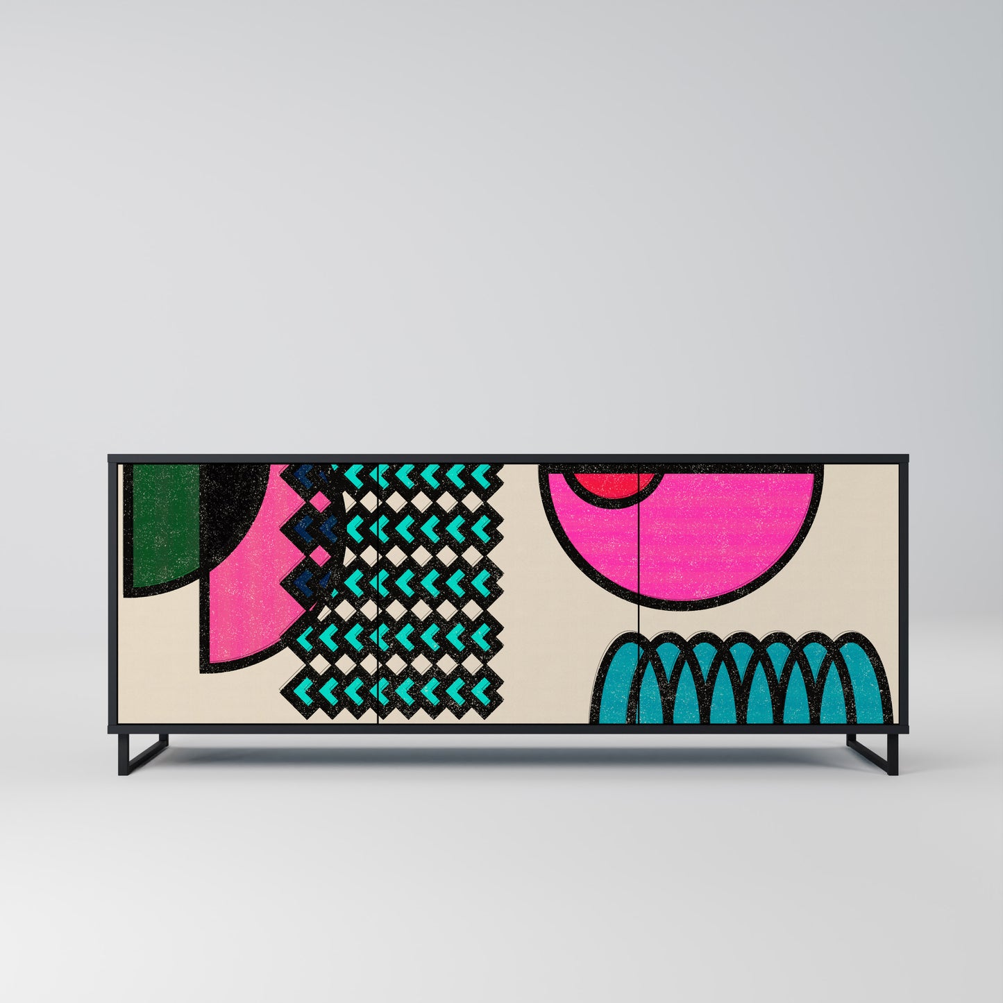 GEOMETRIC RHAPSODY 3-dörrars skänk i svart finish