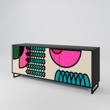 GEOMETRIC RHAPSODY 3-dörrars skänk i svart finish
