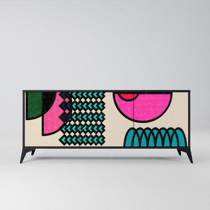 GEOMETRIC RHAPSODY 3-dörrars skänk i svart finish