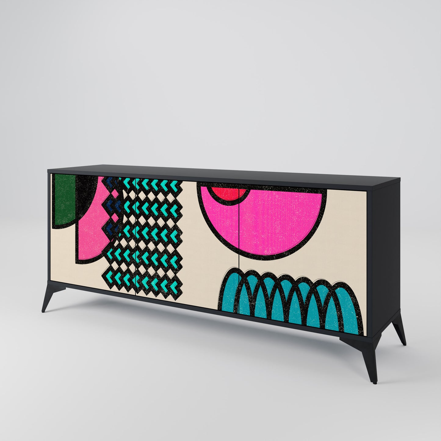 GEOMETRIC RHAPSODY 3-dörrars skänk i svart finish