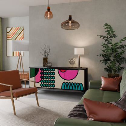 GEOMETRIC RHAPSODY 3-dörrars skänk i svart finish