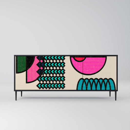 GEOMETRIC RHAPSODY 3-dörrars skänk i svart finish