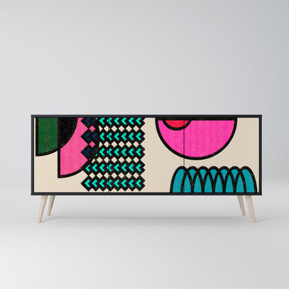 GEOMETRIC RHAPSODY 3-dörrars skänk i svart finish