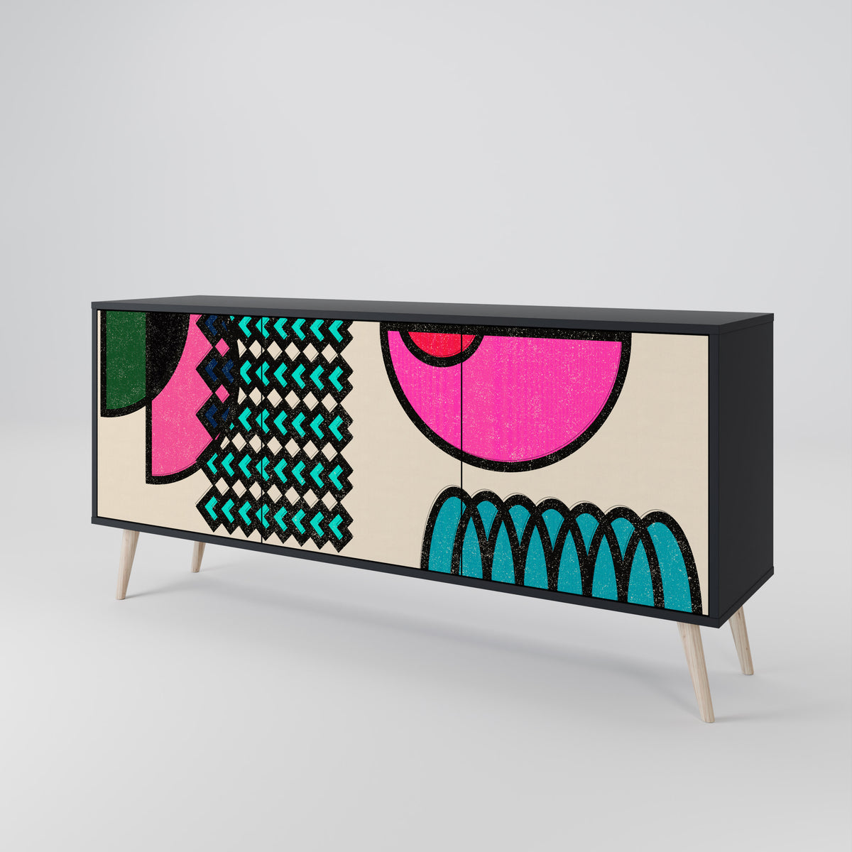 GEOMETRIC RHAPSODY Skänk med tre dörrar