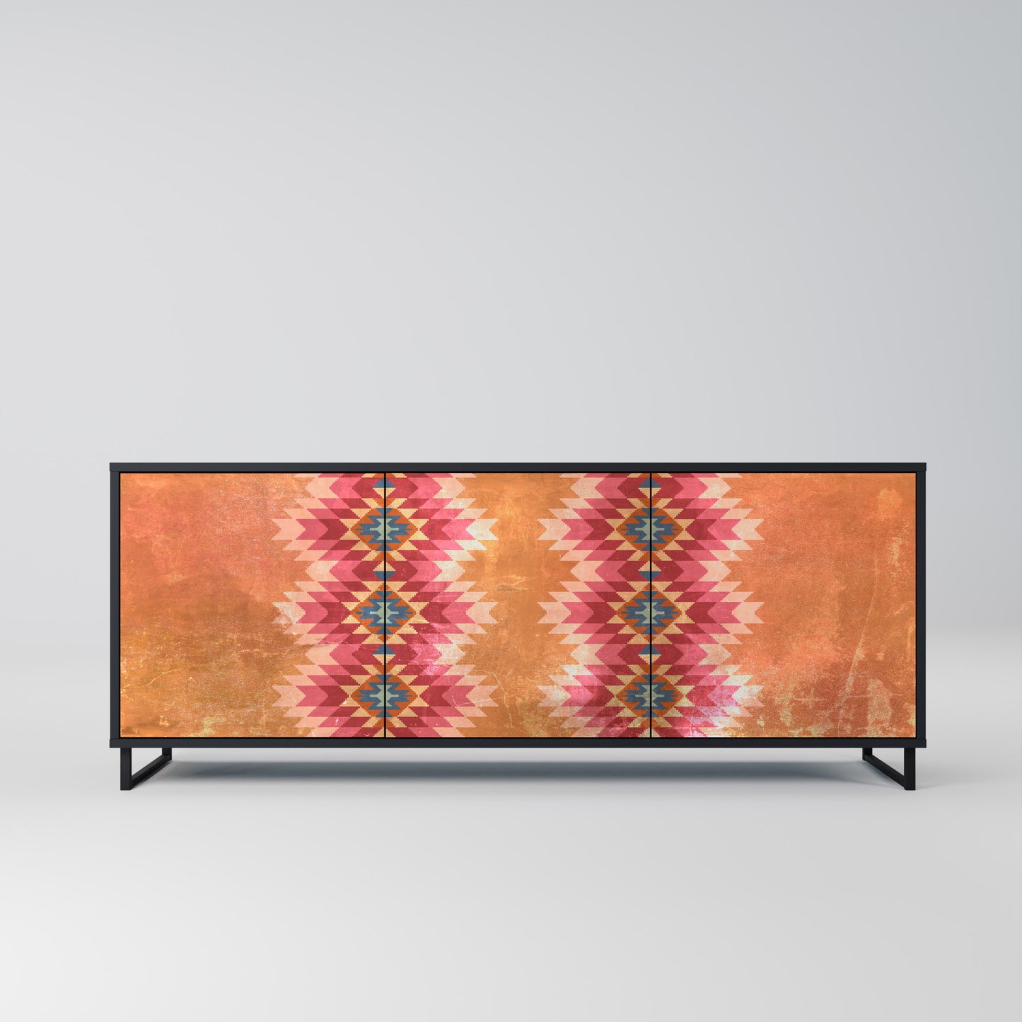 INDIAN FOLK 3-Door Sideboard in Black Finish