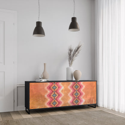 INDIAN FOLK 3-Door Sideboard in Black Finish