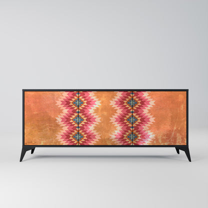 INDIAN FOLK 3-Door Sideboard in Black Finish