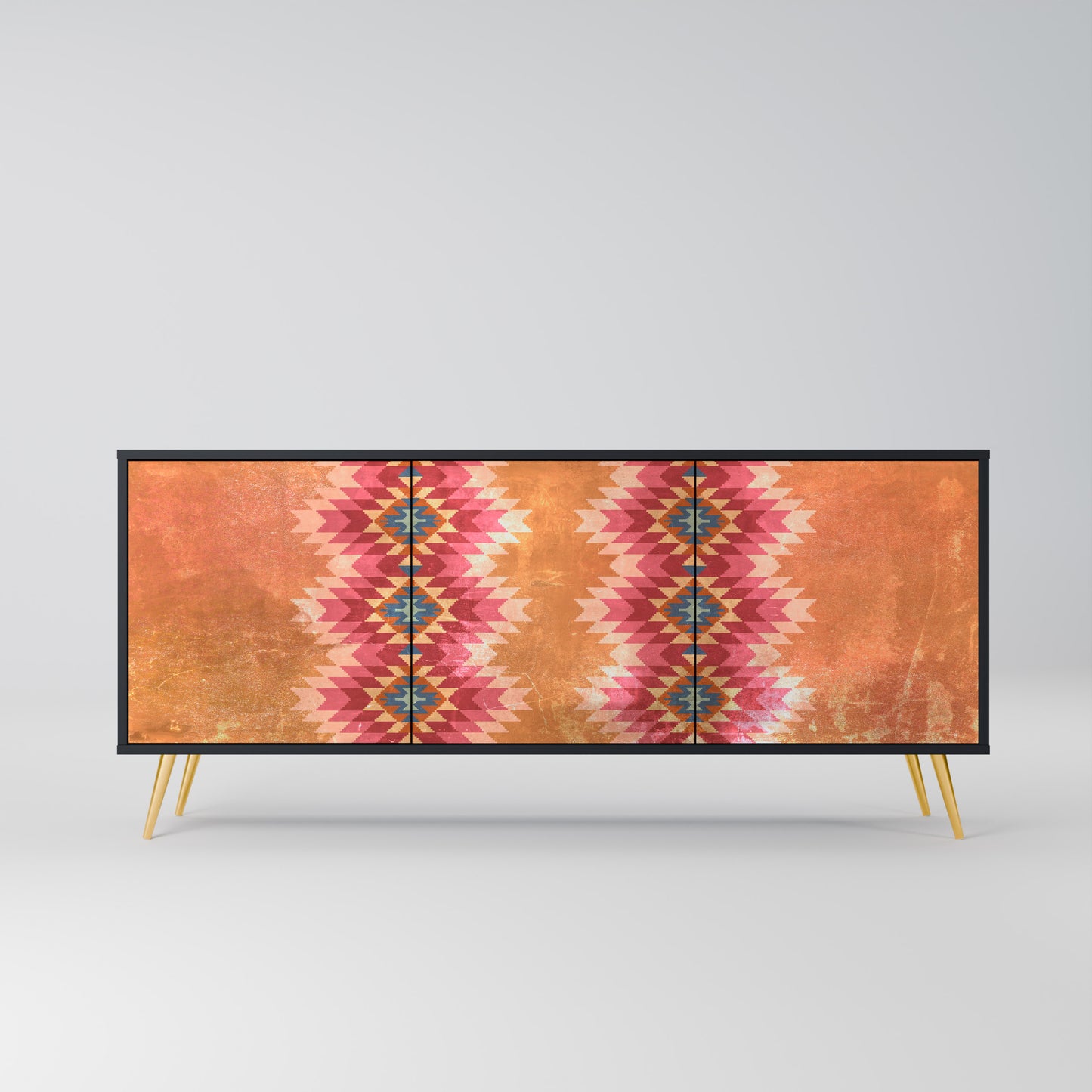 INDIAN FOLK 3-Door Sideboard in Black Finish