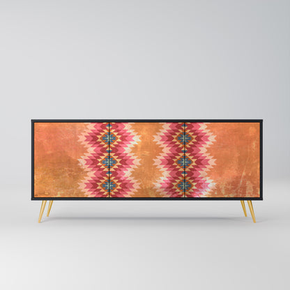 INDIAN FOLK 3-Door Sideboard in Black Finish