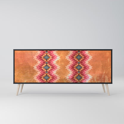 INDIAN FOLK 3-Door Sideboard in Black Finish