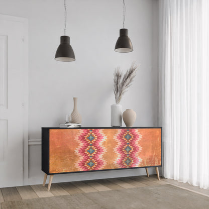 INDIAN FOLK 3-Door Sideboard in Black Finish