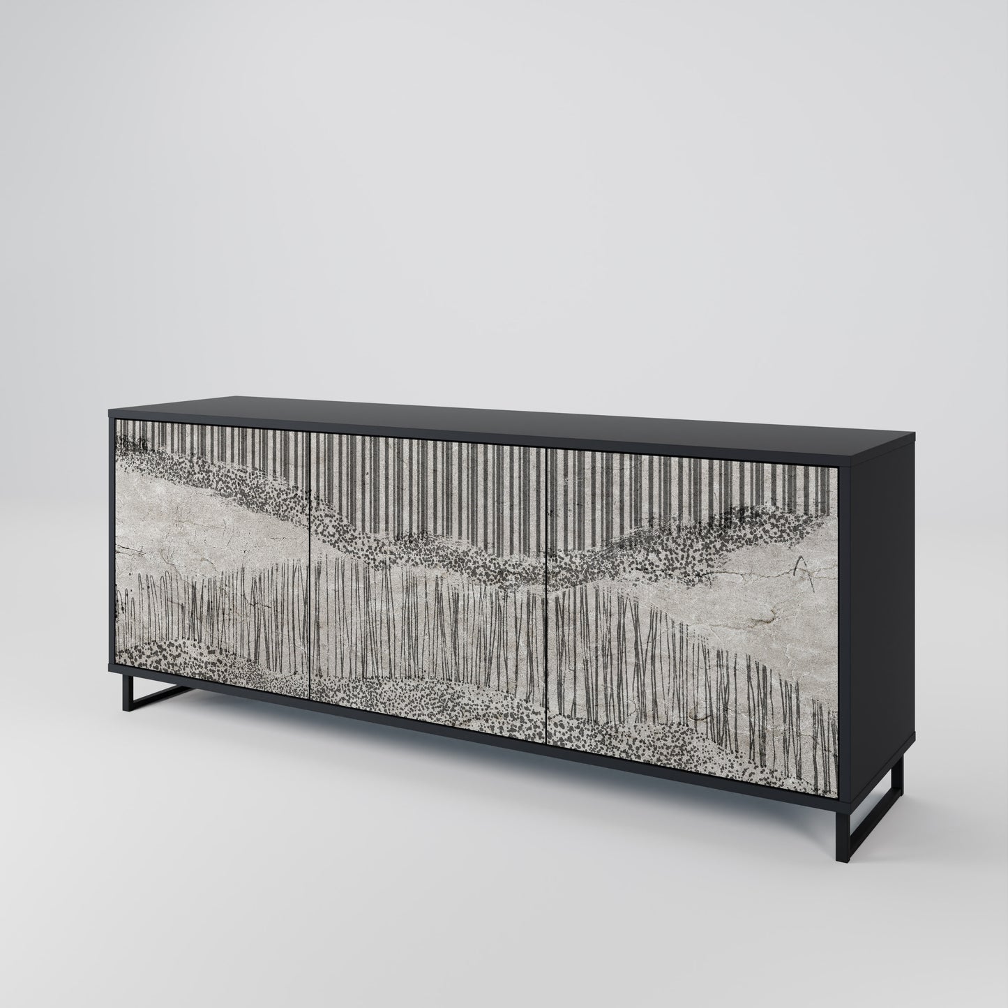 GRAIN LINES 3-dörrars skänk i svart finish