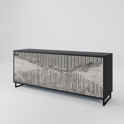 GRAIN LINES 3-dörrars skänk i svart finish