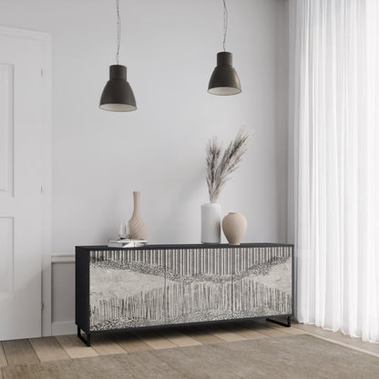 GRAIN LINES 3-dörrars skänk i svart finish