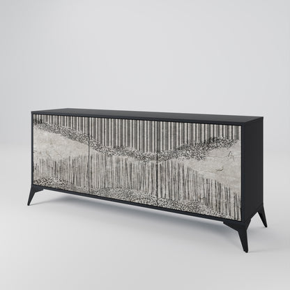 GRAIN LINES 3-dörrars skänk i svart finish