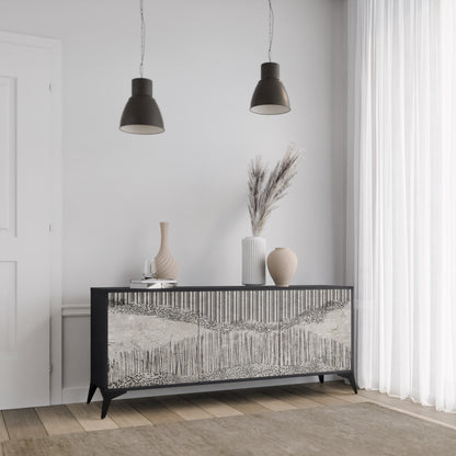 GRAIN LINES 3-dörrars skänk i svart finish