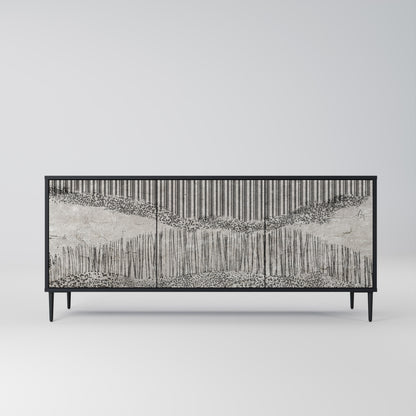 GRAIN LINES 3-dörrars skänk i svart finish