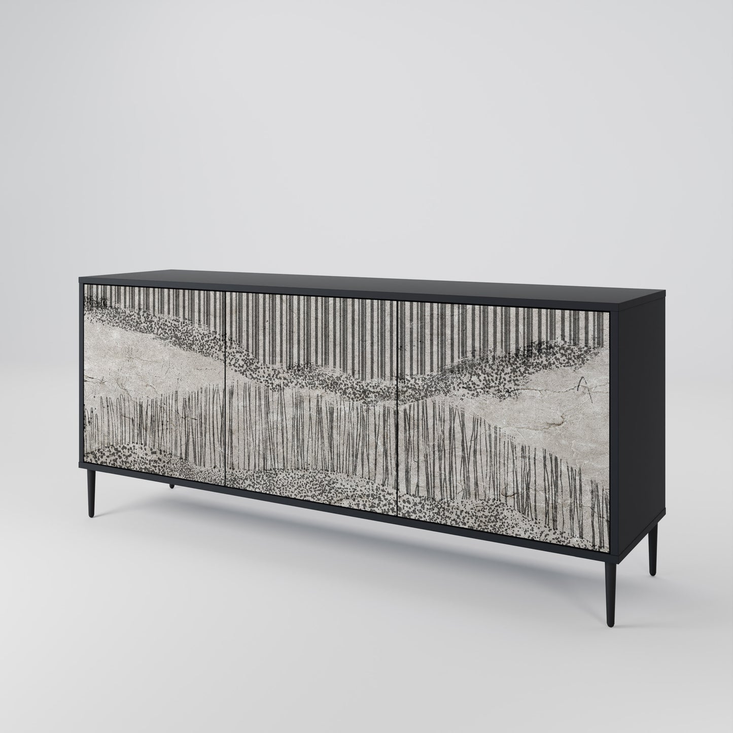 GRAIN LINES 3-dörrars skänk i svart finish