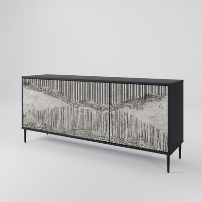GRAIN LINES 3-dörrars skänk i svart finish