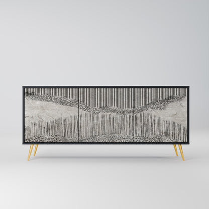 GRAIN LINES 3-dörrars skänk i svart finish