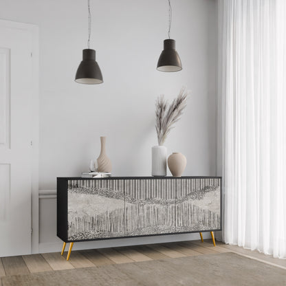 GRAIN LINES 3-dörrars skänk i svart finish