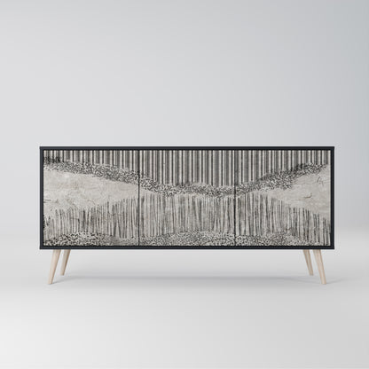 GRAIN LINES 3-dörrars skänk i svart finish