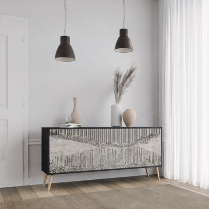 GRAIN LINES 3-dörrars skänk i svart finish