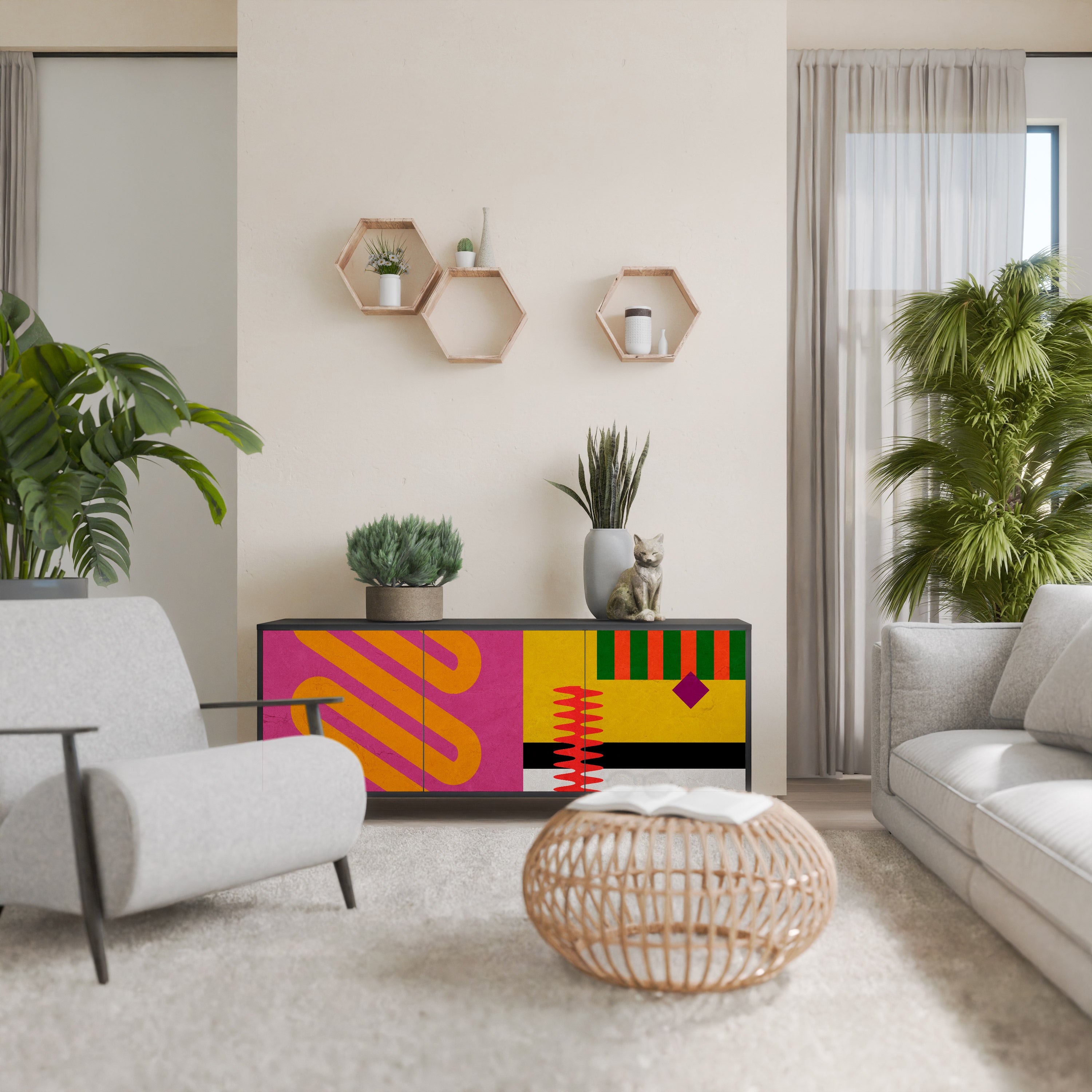 VIVID ART 3-dörrars skänk i svart finish