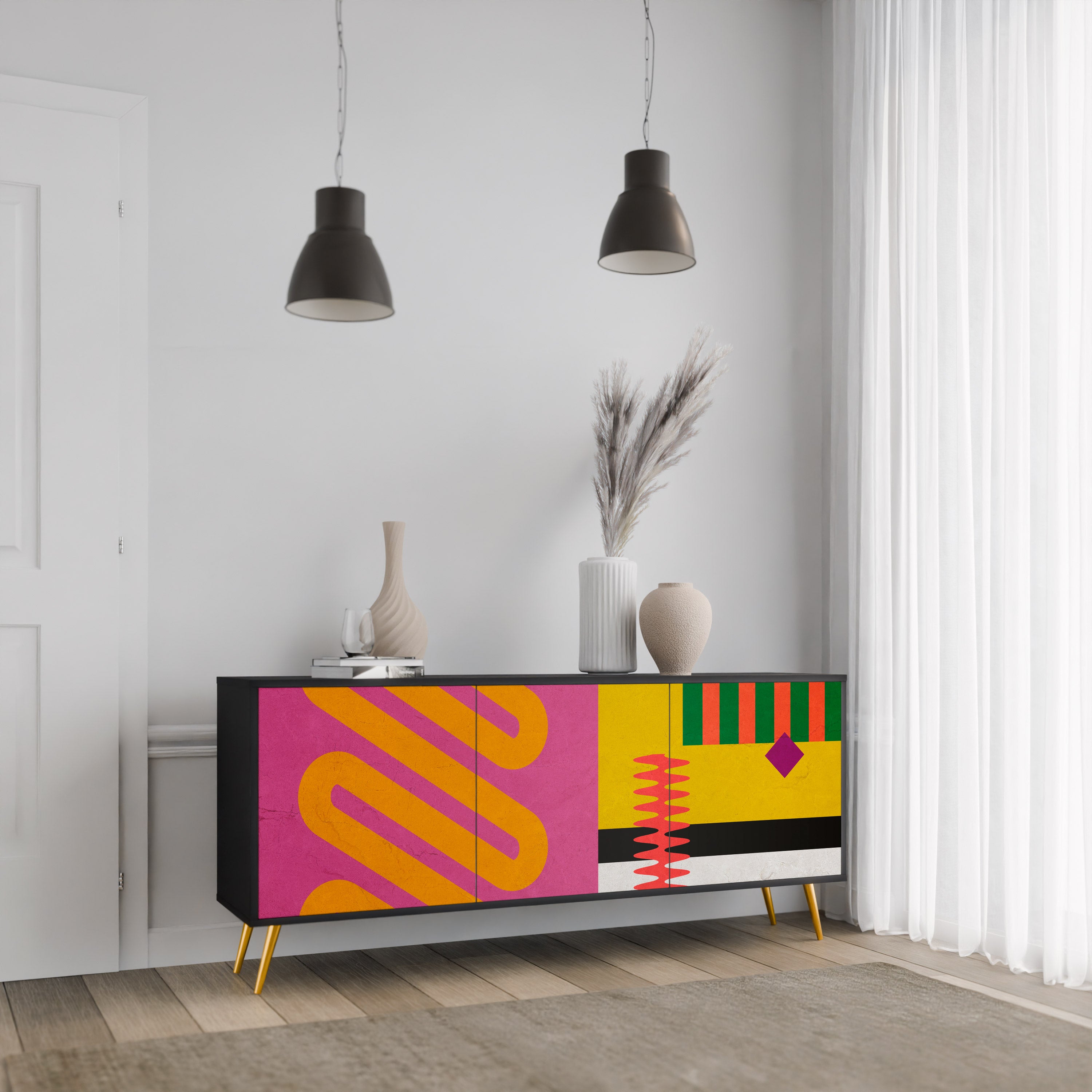 VIVID ART 3-dörrars skänk i svart finish