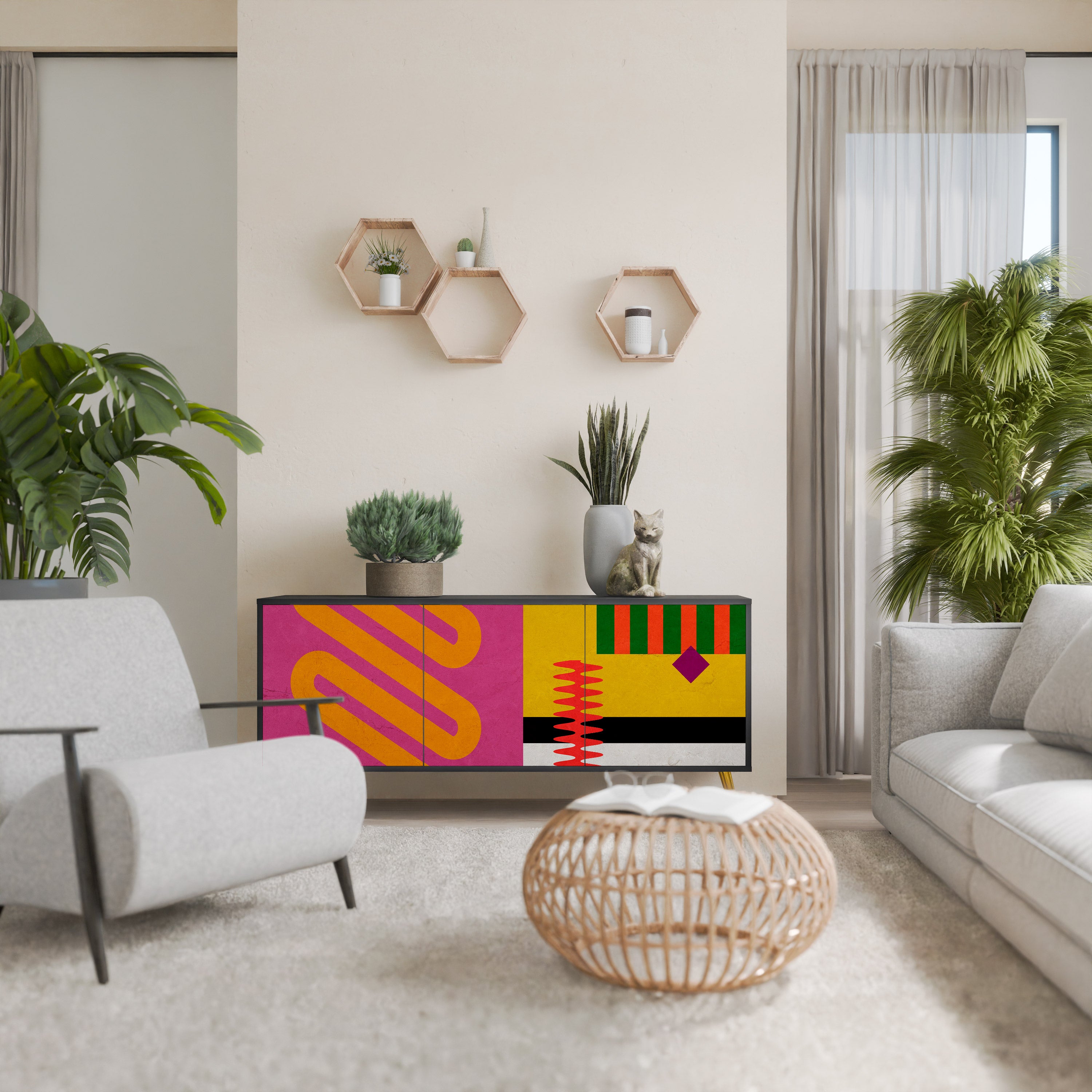 VIVID ART 3-dörrars skänk i svart finish