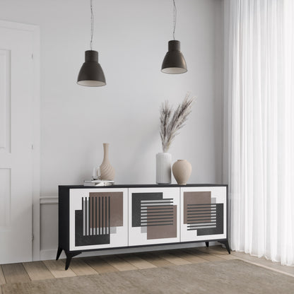 SHADOW SYNCHRONY 3-dörrars skänk i svart finish