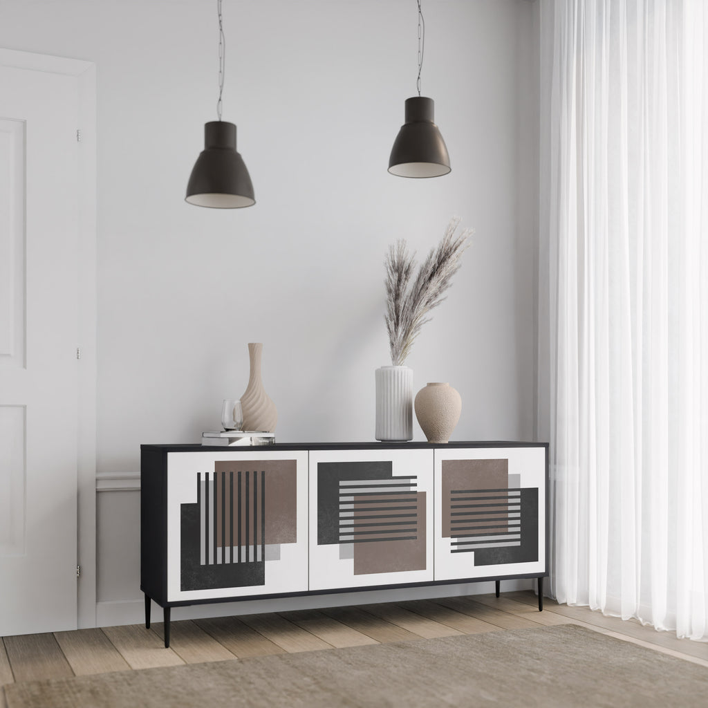 SHADOW SYNCHRONY 3-dörrars skänk i svart finish