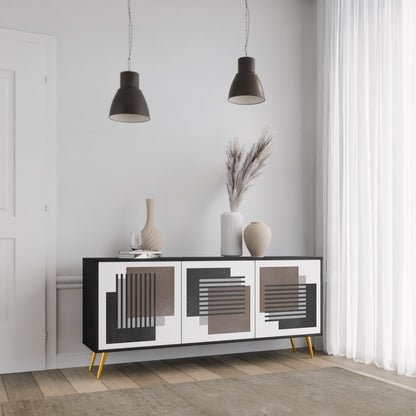 SHADOW SYNCHRONY 3-dörrars skänk i svart finish