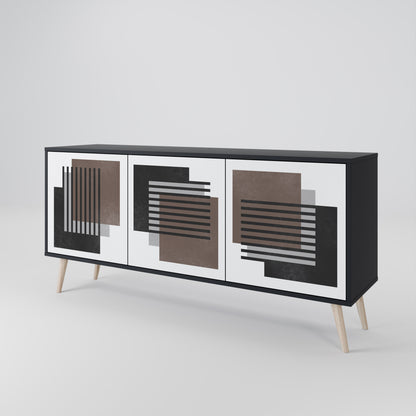 SHADOW SYNCHRONY 3-dörrars skänk i svart finish