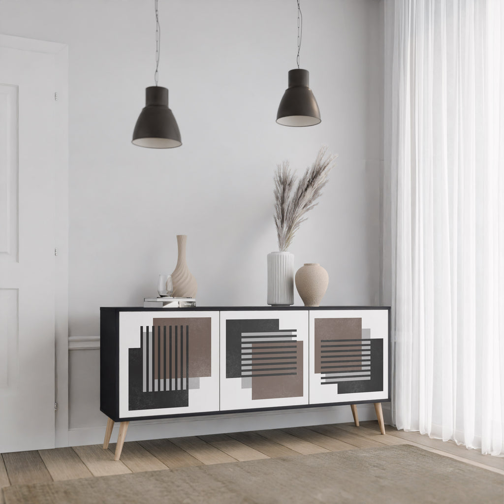 SHADOW SYNCHRONY 3-dörrars skänk i svart finish