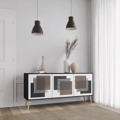 SHADOW SYNCHRONY 3-dörrars skänk i svart finish
