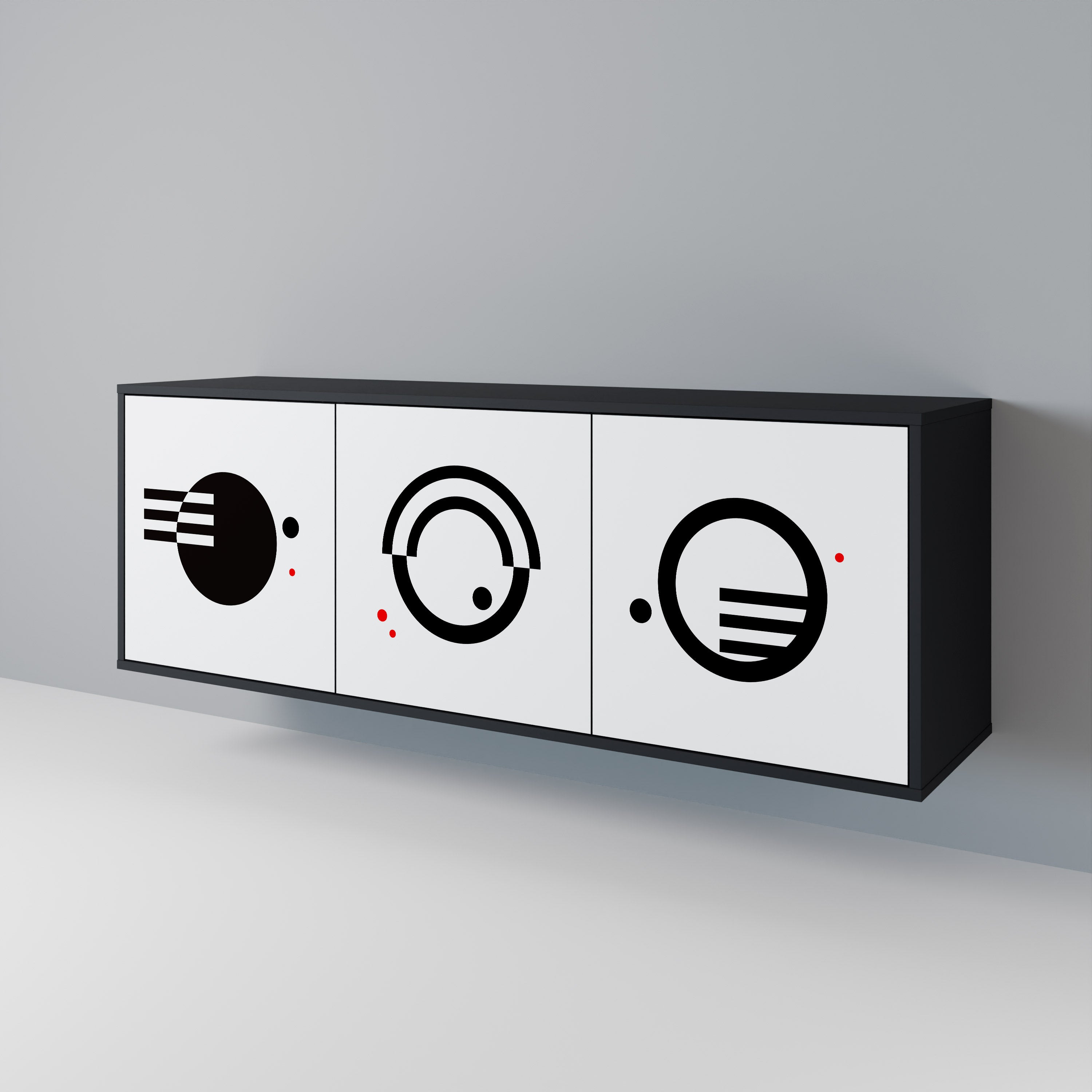 BLACK AND WHITE COMBINATION Skänk med tre dörrar