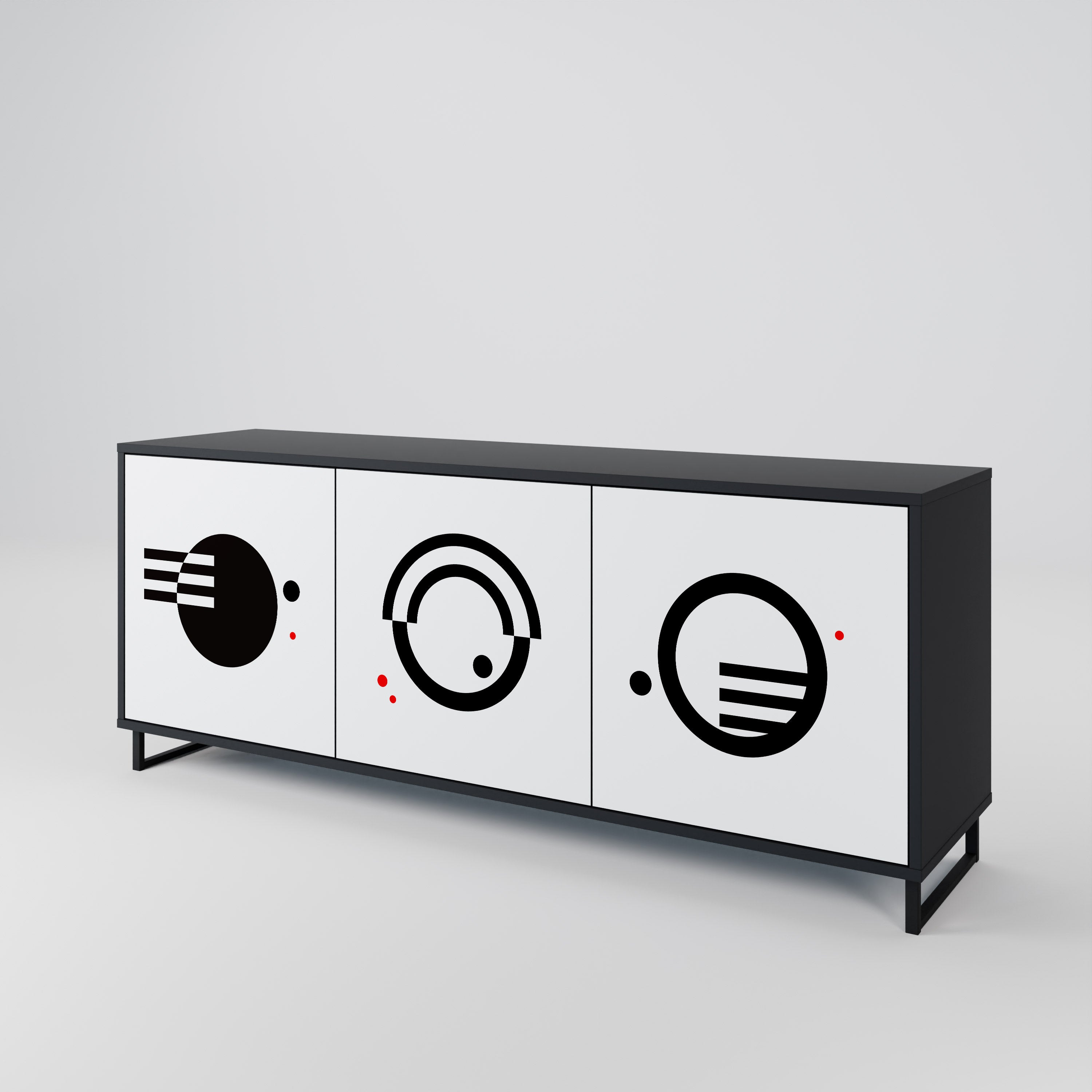 BLACK AND WHITE COMBINATION Skänk med tre dörrar