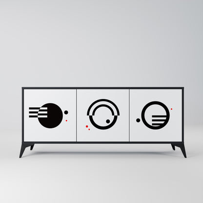 BLACK AND WHITE COMBINATION 3-Door Sideboard in Black Finish
